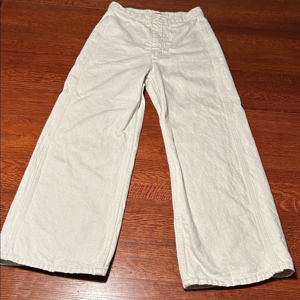 Levi's Ribcage Wide Lag Crop, Cream Capris